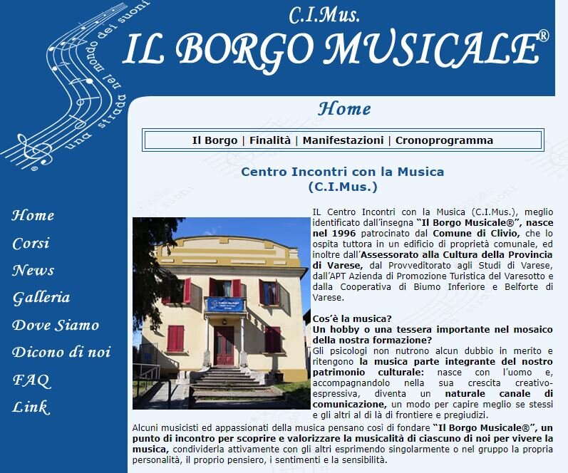 Borgo musicale di Clivio  pagina internet